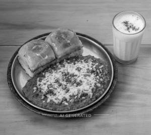 Cheese pav bhaji + Buttermilk glass