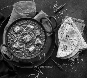 Matar Paneer + Tawa Roti (2 pieces)
