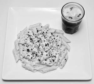 White Penne Pasta + Cold Coffee