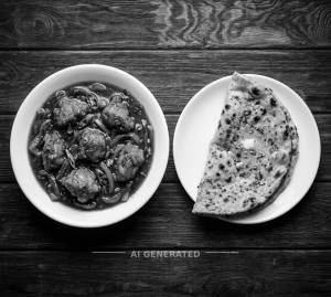 Boneless Chicken Chilli Gravy + Missi Roti (1 piece)