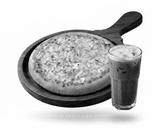 Onion Corn Cheese Pizza + Cold Coffee