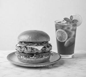 Grilled non veg burger + Iced tea lemon cold