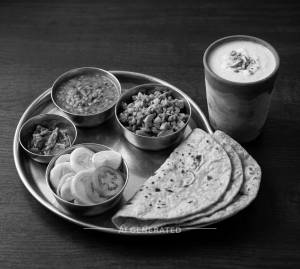 Simple thali + Chati wali lassi glass