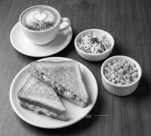 Veg Cheese And Corn Sandwich + Cappuccino