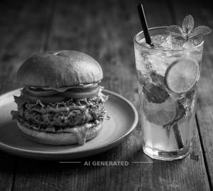 Peri peri veg burger + Mint mojito mocktail