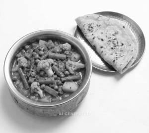 Mix Veg + Plain Roti (2 pieces)