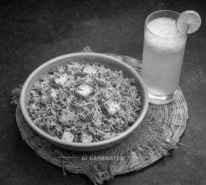 Paneer Fried Rice + Pineapple Mocktail