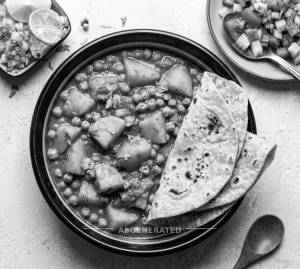 Aloo Mutter + Tawa Roti (2 pieces)