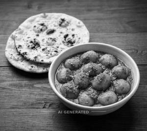 Dum Aloo + Plain Tandoori Roti (2 Pieces)