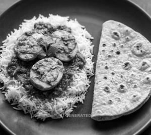 Egg Curry Rice + Tava Roti (Chappati) (1 Piece)