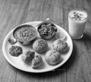 Shiv shakti bafla dal bati thali + Buttermilk