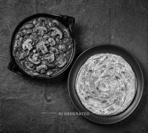 Mushroom Masala + Butter Tawa Roti (1 piece)