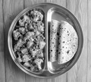 Gobi Matar + Roti (2 pieces)