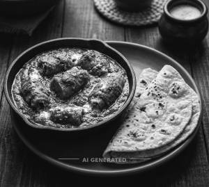 Soya Chaap Curry + Ata Roti (2 Pieces)