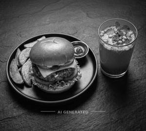 Veg Burger + Jaljeera