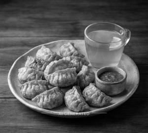 Veg Fried Momos [10 Pieces] + Lemon Tea