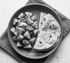 Aloo Bhaji + Roti (2 Pieces)