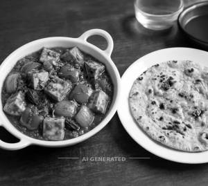 Kadahi Paneer + Tandoori Roti (1 piece)