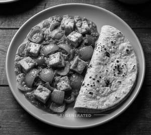 Paneer Do Pyaaza + Plain Roti (1 Piece)