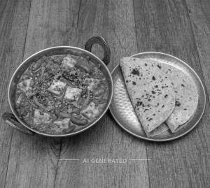 Kadai Paneer + Tawa Roti Saadi (2 pieces)