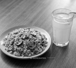 Mushroom fried rice + Fresh lime juice