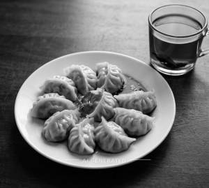 Chicken Momos Steamed + Black Tea