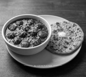 Veg manchurian gravy + Aloo paratha (1 piece)