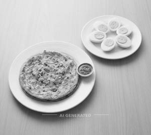 Boiled Egg + Aloo Parotta (1 Piece)