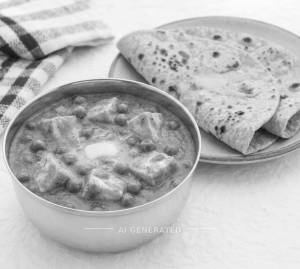 Matar Paneer + Tawa Roti Saadi (2 Pieces)