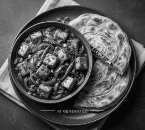 Chilli Paneer Gravy + Mughlai Paratha (2 pieces)