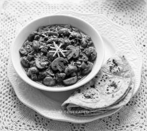 Mushroom Masala + Plain Roti (2 pieces)
