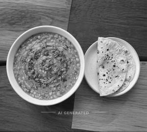 Dal Fry + Plan Roti (2 Pieces)