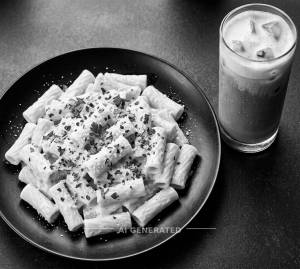Cheesy Pasta + Cold Coffee
