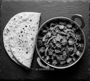Bhindi Masala + Plain Tawa Roti (2 Pieces)