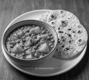 Aloo Matar Gravy + Tawa Roti per pcs (2 pieces)