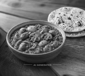 Mushroom Do Pyaza + Tawa Roti (2 pieces)