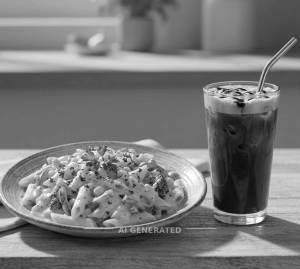 White Sauce Pasta + Cold coffee