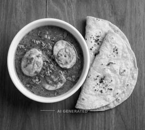Egg curry + Tawa roti [plain] (2 pieces)