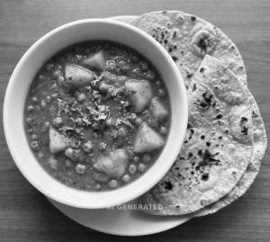 Aloo Matar Half + Tawa Roti (2 Pieces)