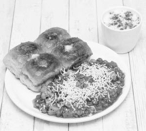 Cheese Pav Bhaji + Butter Milk