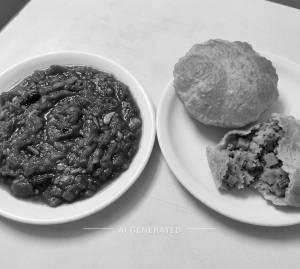 Tomato Masala + Veg Aloo Puri (1 Piece)