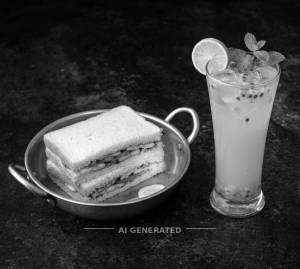 Veg plain sandwich + Passion fruit mocktail