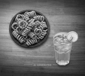 Chilli Garlic Potato Spiral + Lemon Iced Tea
