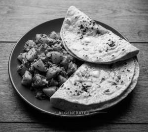 Sukhi Aloo Sabji Meal + Gujrati Tawa Chapati Butter