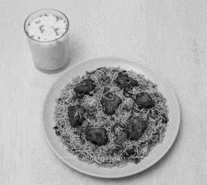 Chicken 65 Biryani + Butter Milk