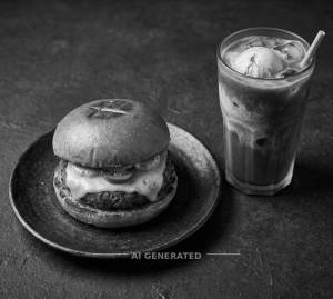 Mexican cheese burger + Cold coffee