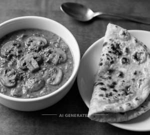 Mushroom Masala + Butter Tandoori Roti (1 piece)