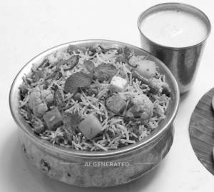 Veg Biryani + Sweet lassi