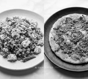 Egg Poriyal + Onion Podi Uthappam (1 piece)