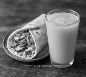 Chicken Shawarma Roll + Mango Juice